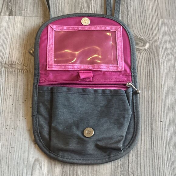 Baggallini Mini Crossbody Belt Bag Purse Travel Pouch ID & Zip Pockets Gray - Picture 4 of 9